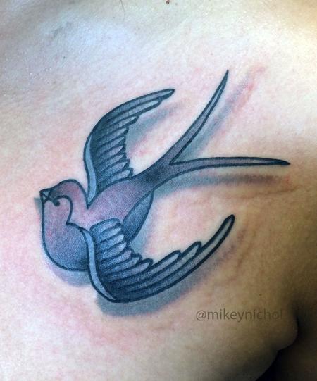 Tattoos - Black and Grey Swallow - 99886